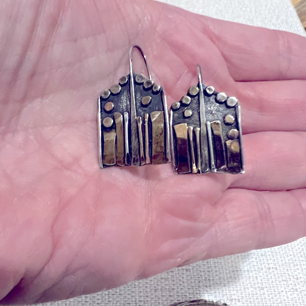 Sterling silver drop earrings and cuff bracelet.  Sold as a set